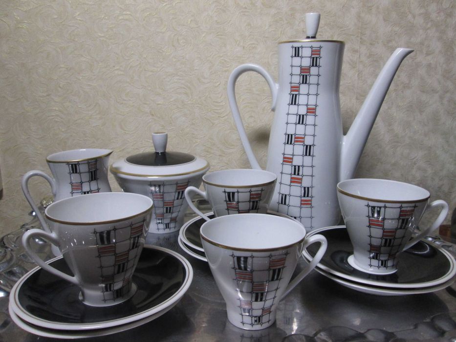 Кофейный костяной сервиз Freiberger ГДР на 4 персоны