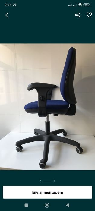 Cadeiras giratórias ajustáveis para secretária preta e azul