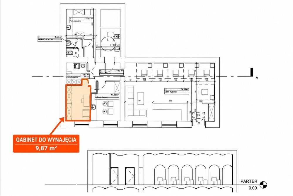Gabinet 9,87 m² do wynajęcia – centrum Kalwarii Zeb.