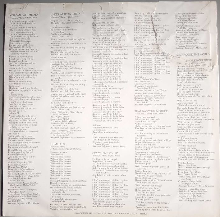 Paul Simon - - - - - Graceland - - - - - LP