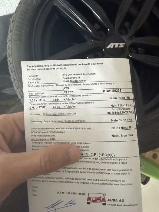 Jantes ATS 17” ET54+Pneus Bridgestone Turanza 225/45/ R17