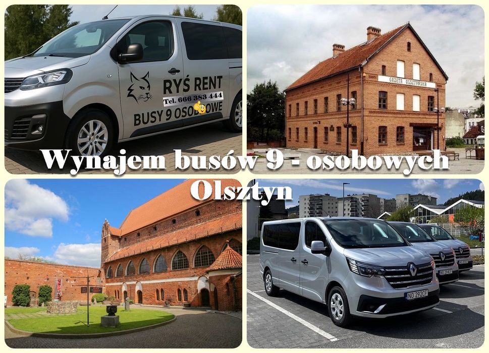 Wynajem busa 9 osobowego, rysrent.pl, Olsztyn, transfery,