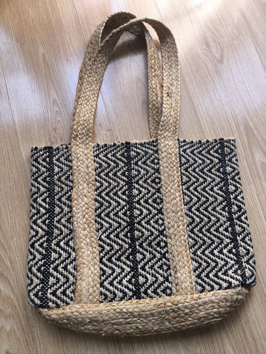 Torebka koszyk jutowo-bawelniany indyjski.