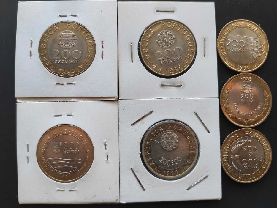 7 moedas de 200$ Bimetálicas Comemorativas – Várias #1 (RESERVADA)