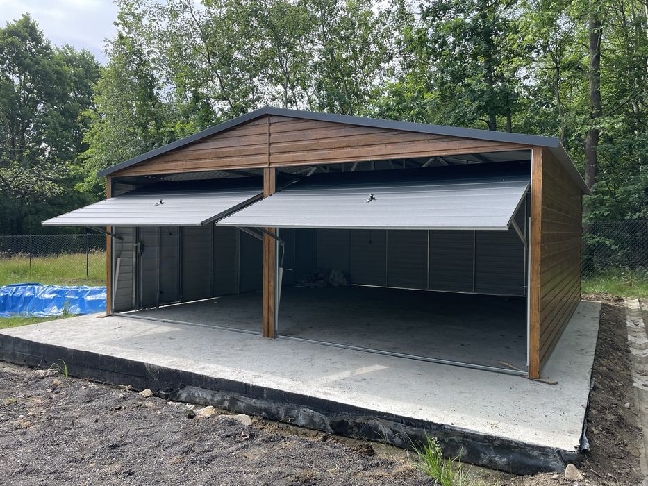 Producent. Garaż blaszany 6x5.8 złoty dąb