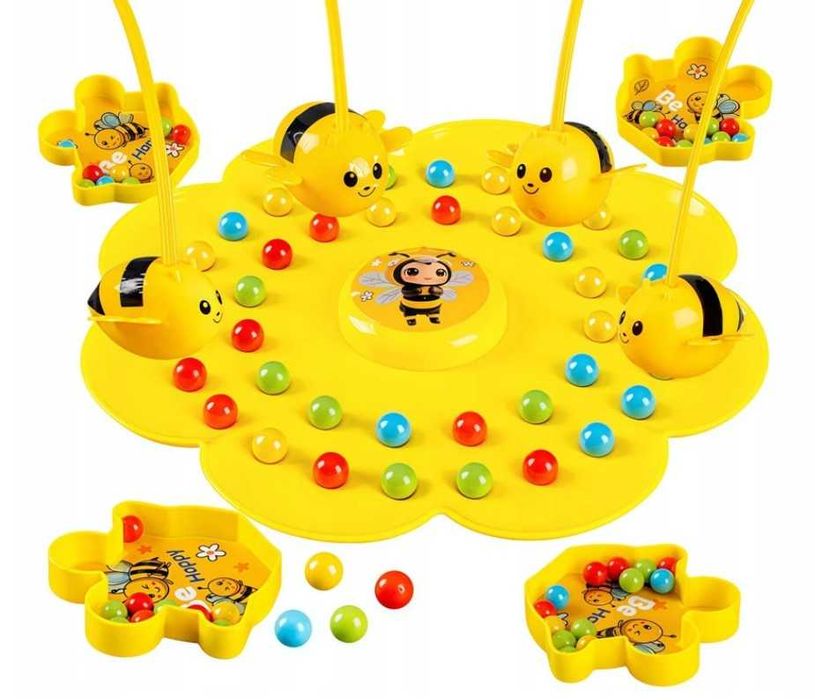 Розвиваюча, сімейна, магнітна гра Веселі Бджілки для 2 гравців  Bee Gathering Pearls, дрібна моторика та логіка