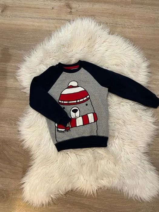 Bluza miś 110 świąteczna zimowa granat szara czerwona mikołaj