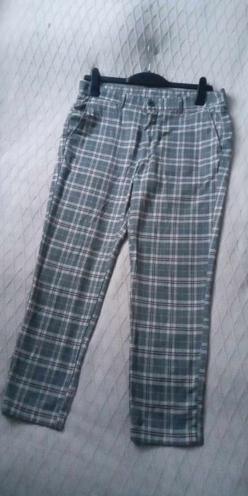 ZARA MAN spodnie chinosy w kratkę szaro-bordowa M-L