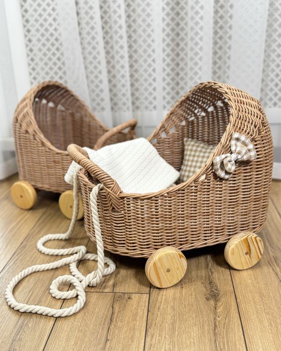 Плетений візок, коляска, ліжко для ляльки, колисочка, люлька,подарунок