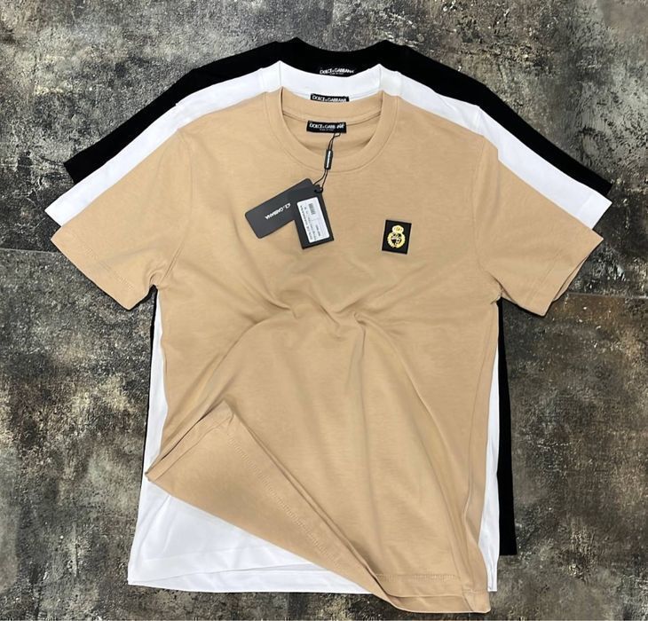 Мужская футболка Dolce Gabbana брендовая песочная коричневая