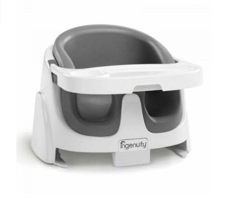 Cadeira Ingenuity Baby Base Branco/Cinzento Ardósia. Como novo