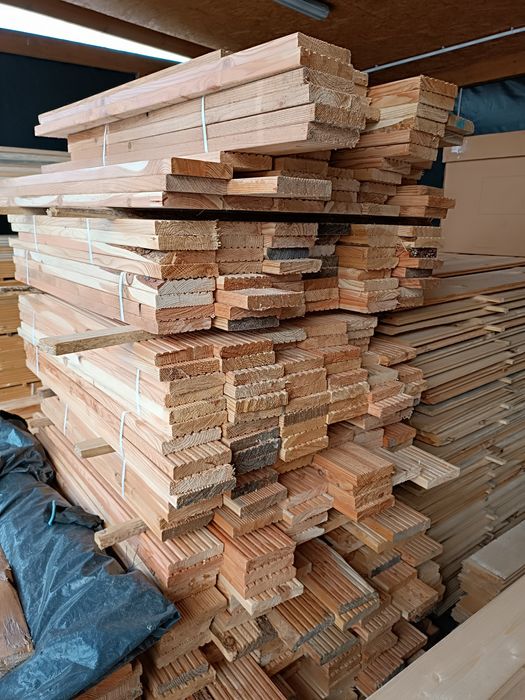 Deska tarasowa ryflowana i gładka modrzew