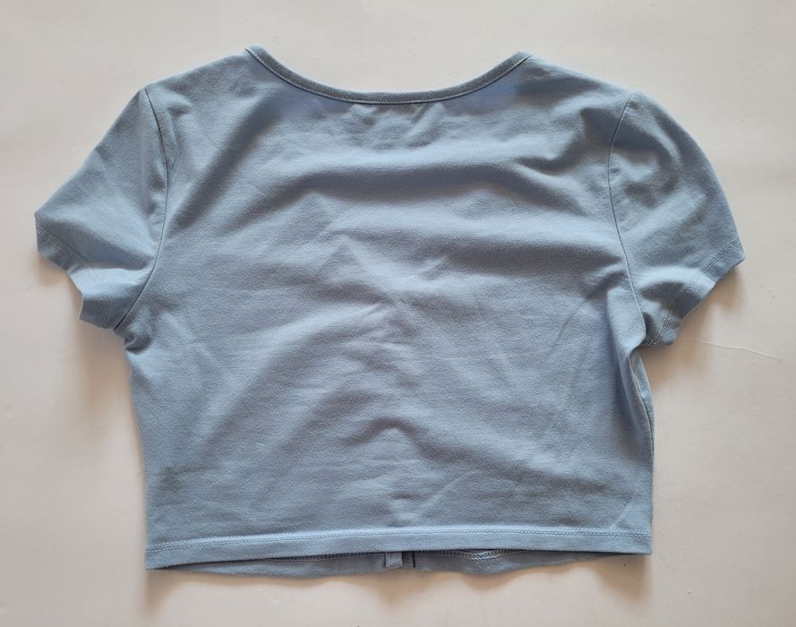 Niebieska obcisła bluzka crop top basic S 36