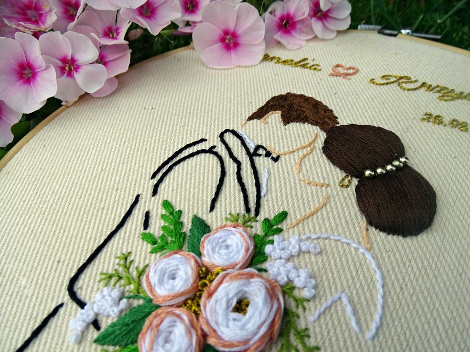 Haft ręczny Personalizowana Pamiątka Ślubu, Prezent dla Pary Młodej