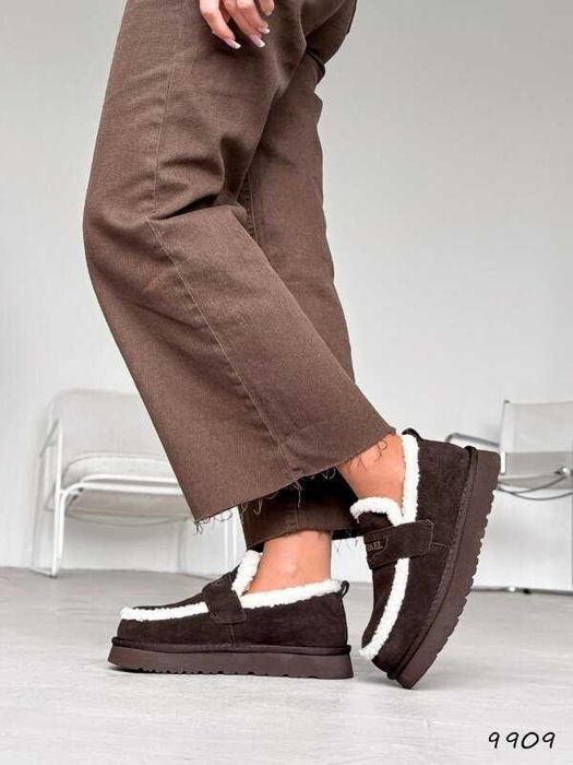 Угги-лофери жіночі натур. замша, зимові лофери шоколад, лоферы 36-39р