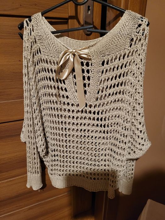 Sweter ażurowe beż damski  L  bdb