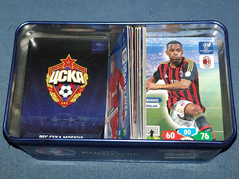 Karty Panini UEFA Champions League 2013-14 (225 sztuk) + duża puszka