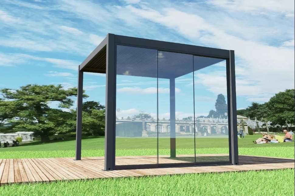 Pergola aluminiowa 100%, wzmocniona antracytowa