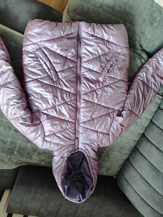 Kurtka dla dziewczynki 140 cm, ciepła, zimowa, metaliczny połysk