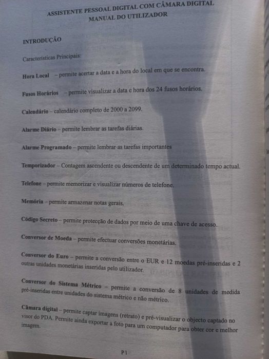 Dispositivo Eletrónico Assistente Pessoal Digital com camara digital64552703458305121
