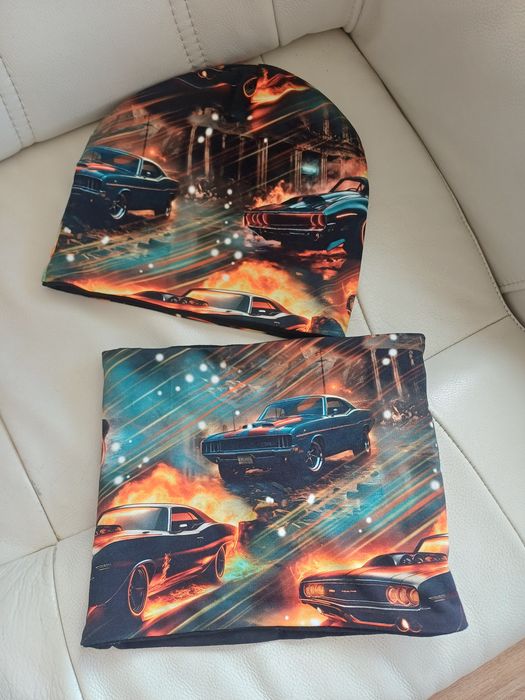 Zestaw komin I czapka dla dziecka obwód glowy 52-54 cm