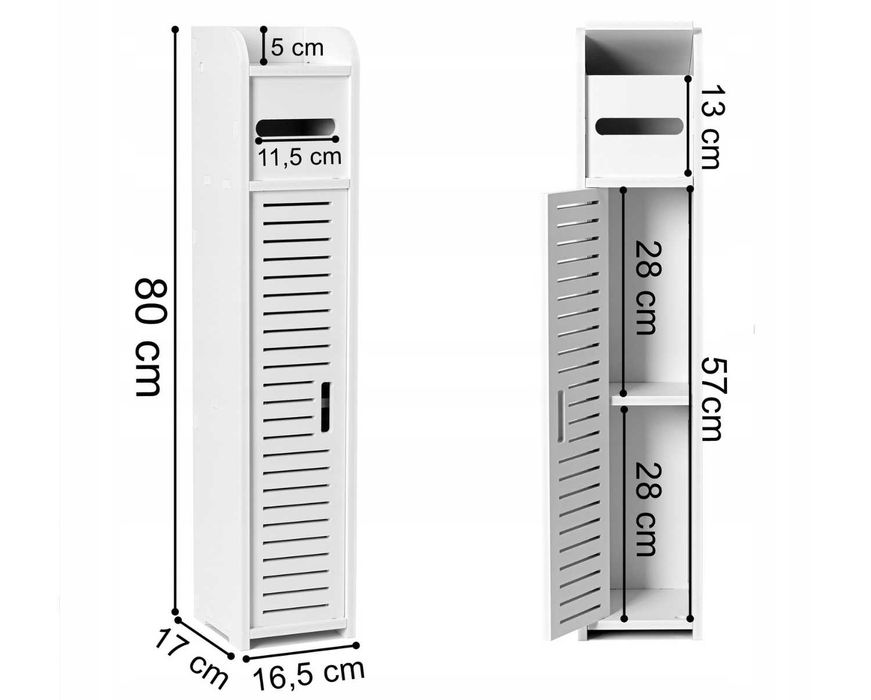 Szafka Łazienkowa Wąski Słupek 80cm HIT! Schowek na Papier! NOWA