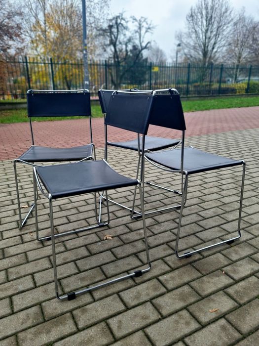 Krzesło w chromie proj.G. Belotti,Wochy lata 80,mid century,Bauhaus