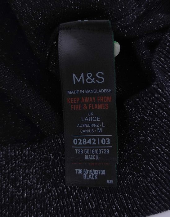 Sweter Z Srebrzystą Nitką Bufiaste Rękawy Czarny Marks & Spencer |R. L