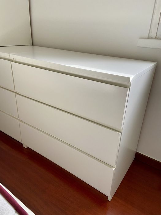 Cómoda MALM com 3 gavetas branca