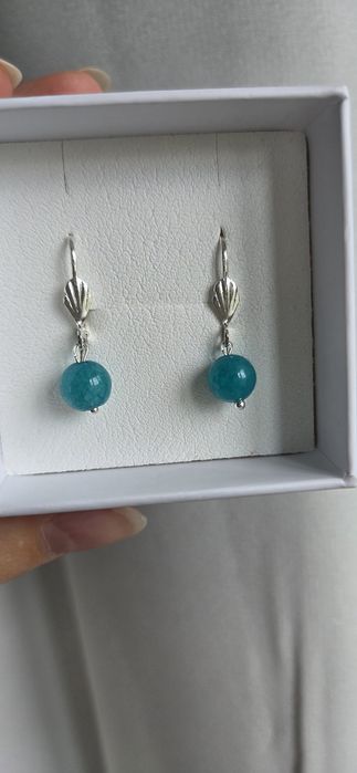 Сережки з бірюзовою бусинкою