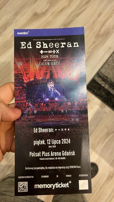 Memory ticket bilety pamiątkowe Ed Scheeran Gdańsk