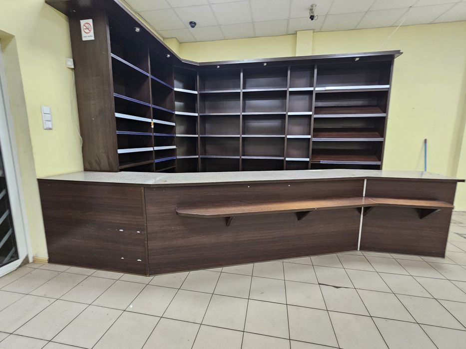 Meble sklepowe – komplet (regał + lada + zabudowa ze zlewem)