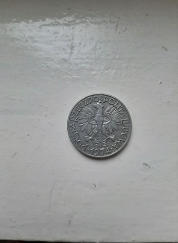 Moneta rybak 5 zł 1974