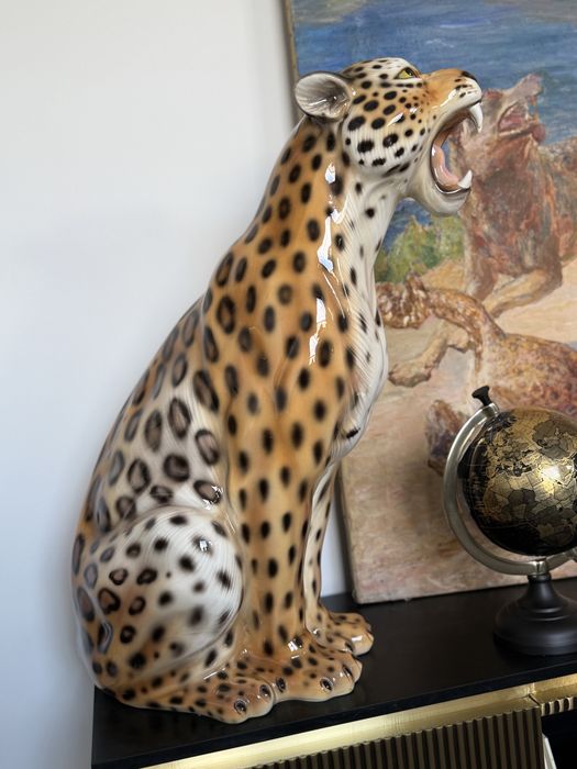 Piękna ceramiczna figura , rzeźba Lampart 80 cm super stan