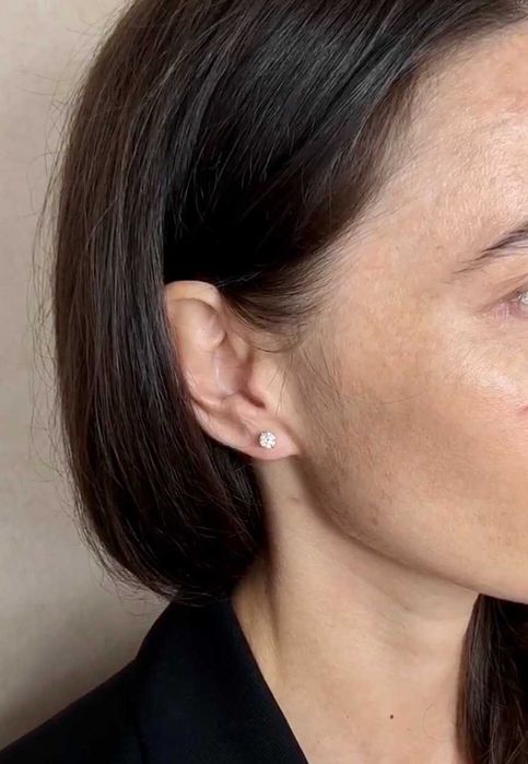 Серьги золото белое бриллианты 1.04 карат сертификат