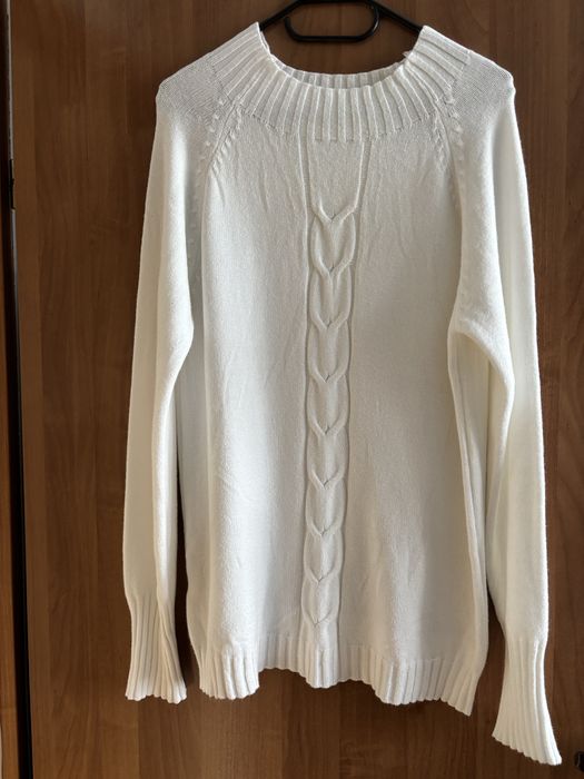 Sweter damski biały warkocz uniwersalny moda włoska wiskoza