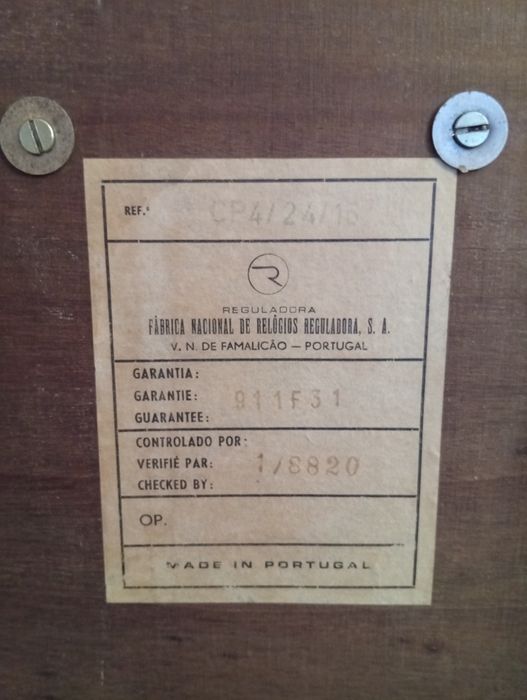 Relógio marca Reguladora