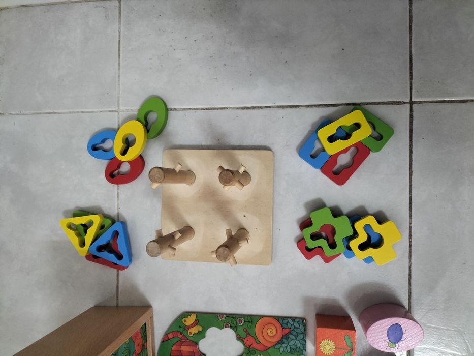 Conjunto 3 brinquedos educativos em madeira