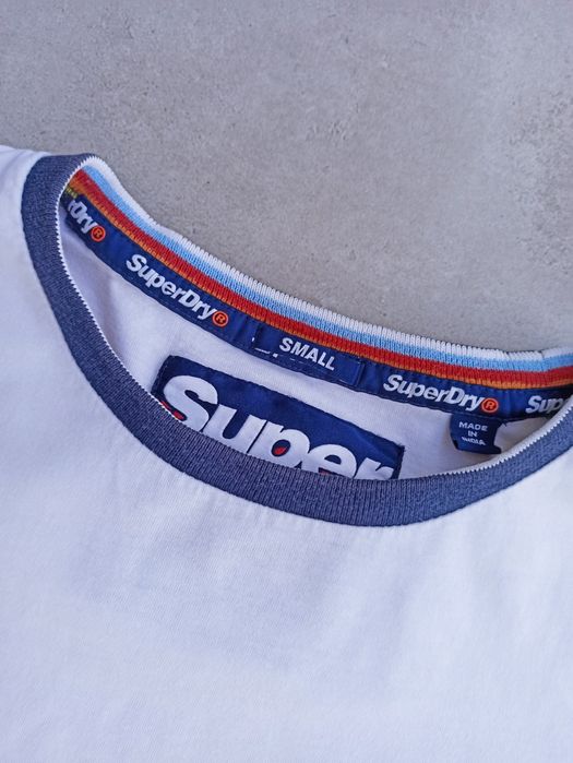 Superdry t-shirt oryginalna biała koszulka męska rozmiar S, M