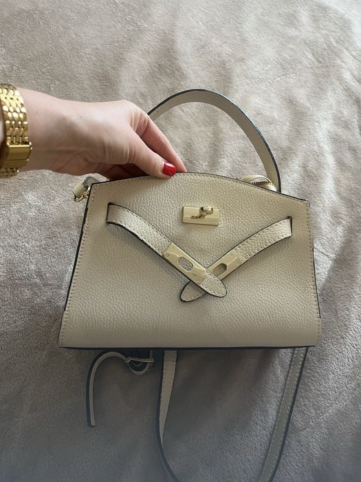 Сумка шкіряна бежева Італія