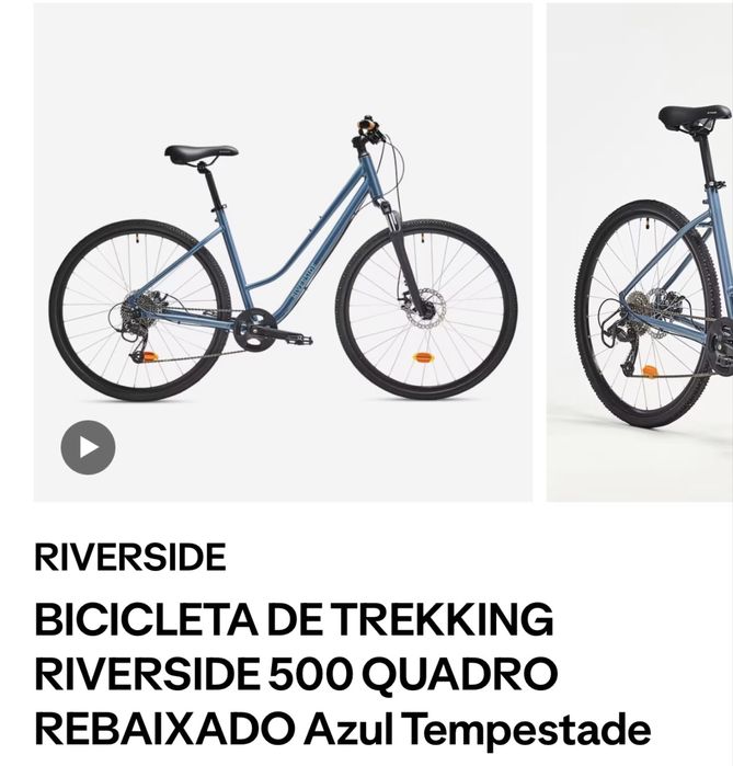 bicicleta de trekking riverside 500 quadro rebaixado azul tempestade