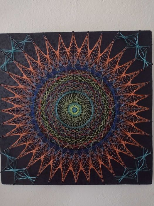Painel decorativo em filigrama , "Mandala Psycadelic Tunel" UV30/30cm