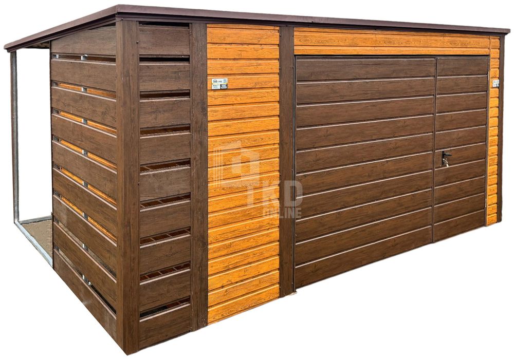 Schowek Domek Ogrodowy Garaż 4X3M + Wiata 0,5M Brama Drzwi Dach Tkd309