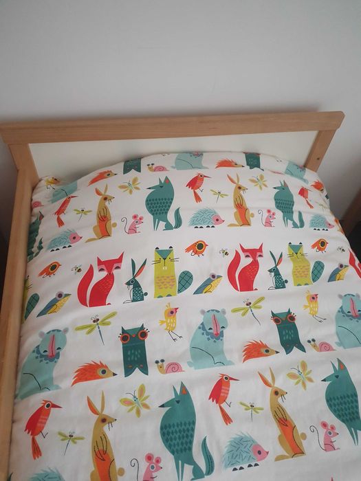 2 Estruturas de cama c/estrado ripas, faia, 70x160 cm + colchão IKEA