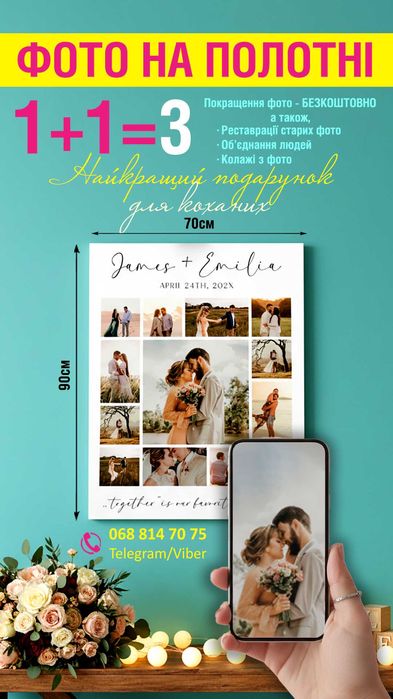 Фото на холсті , картини на полотні , друк портрет , фотокартина