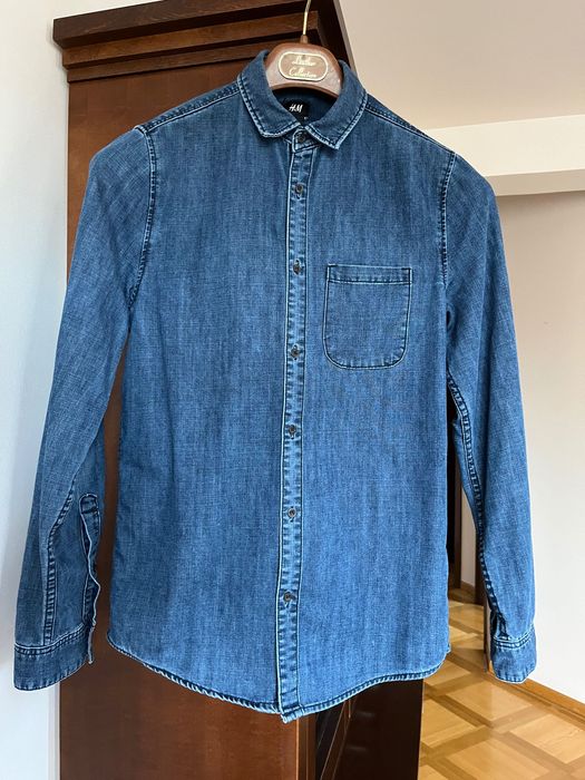 koszula H&M jeansowa niebieska gładka S