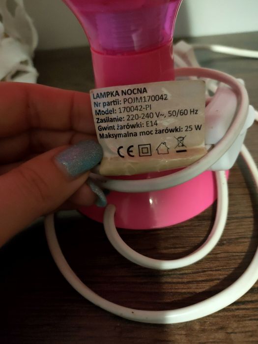 Lampka lampa nocna malinowa
