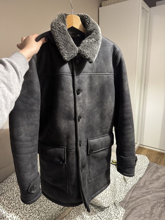 Płasz zimowy męski kożuch L