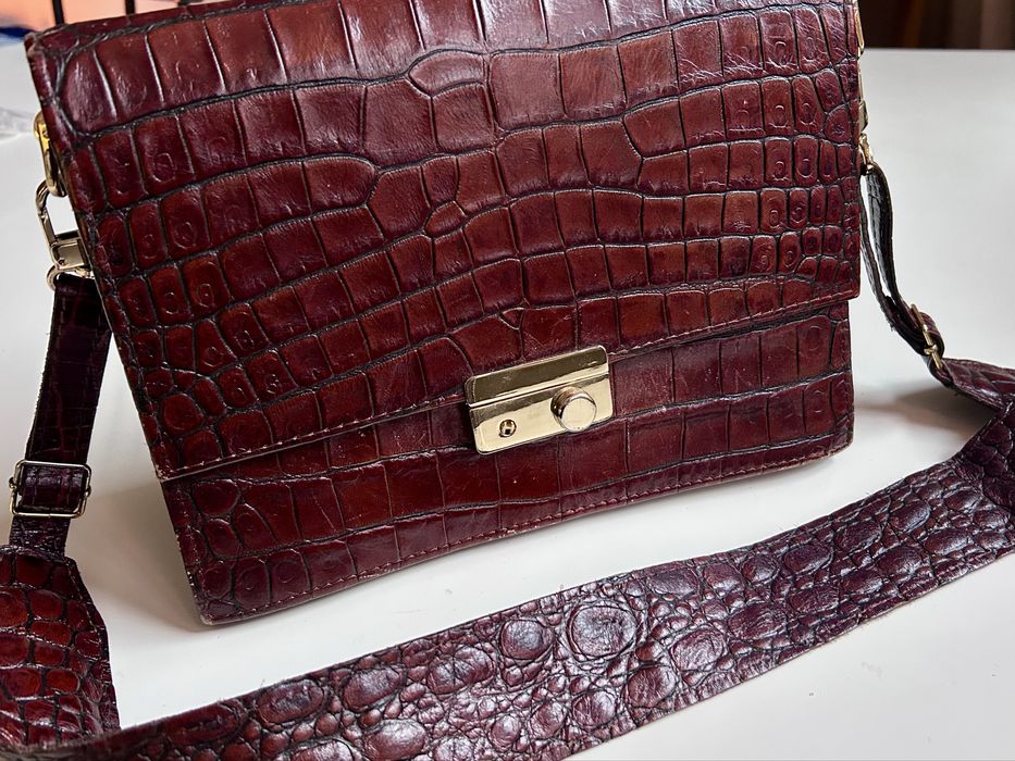 Torebka Fabiola Amelia skóra naturalna brązowy krokodyl