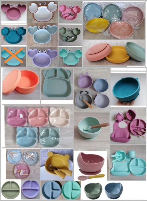 Силіконова секційна тарілка на присосці для годування кормления краб